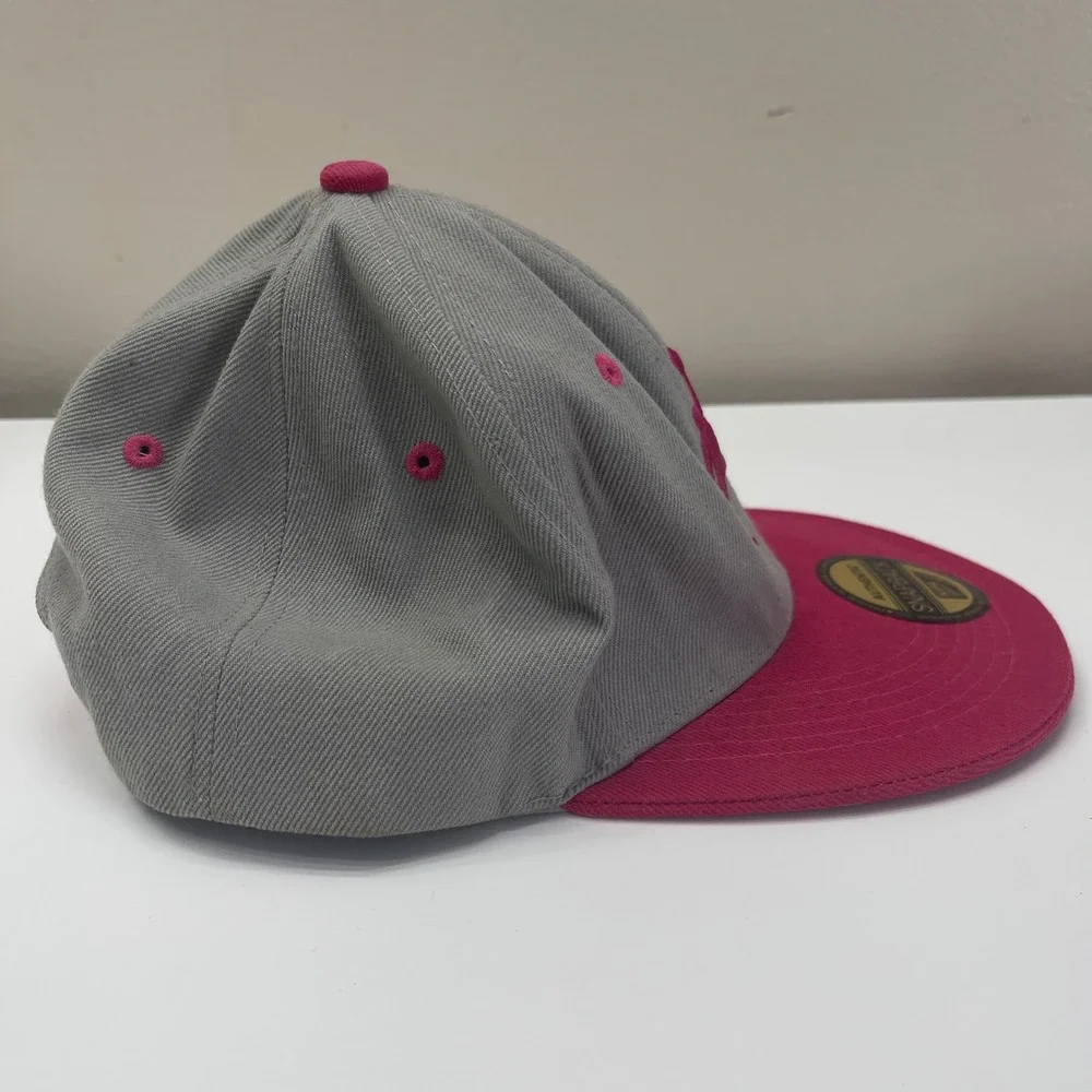 Kipa Jordan Snapback Hat Grey Pink Jumpman 23 Logo Flat Brim Cap